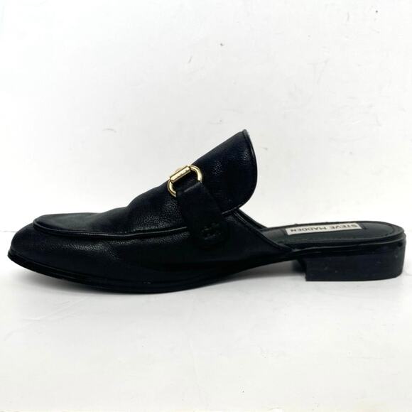 STEVE MADDEN Macrae Leather Bit Mule Slip On Loafer 8 Black Y2K 90s Style Preppy - Picture 2 of 9